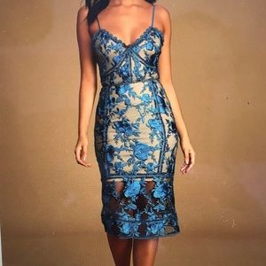 Lulus Blue Lace Spaghetti Strap Dress SZ Small